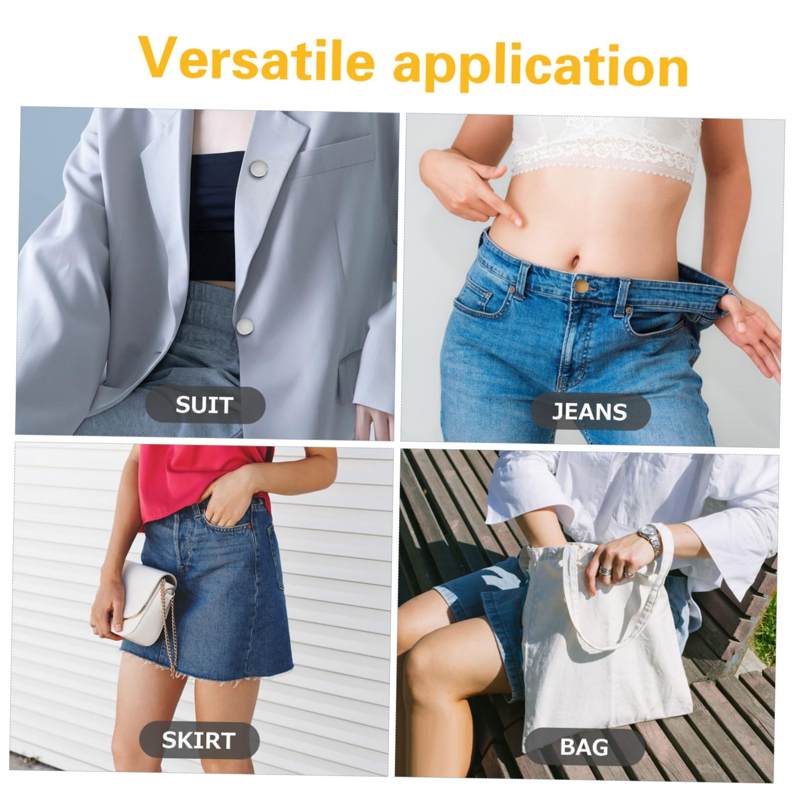 SHINEOFI 5 Set Di Bottoni Automatici Per Jeans Senza Cuciture Regolabili Per Cintura Chiusure in Tessuto Riutilizzabili 30 Pezzi * 5