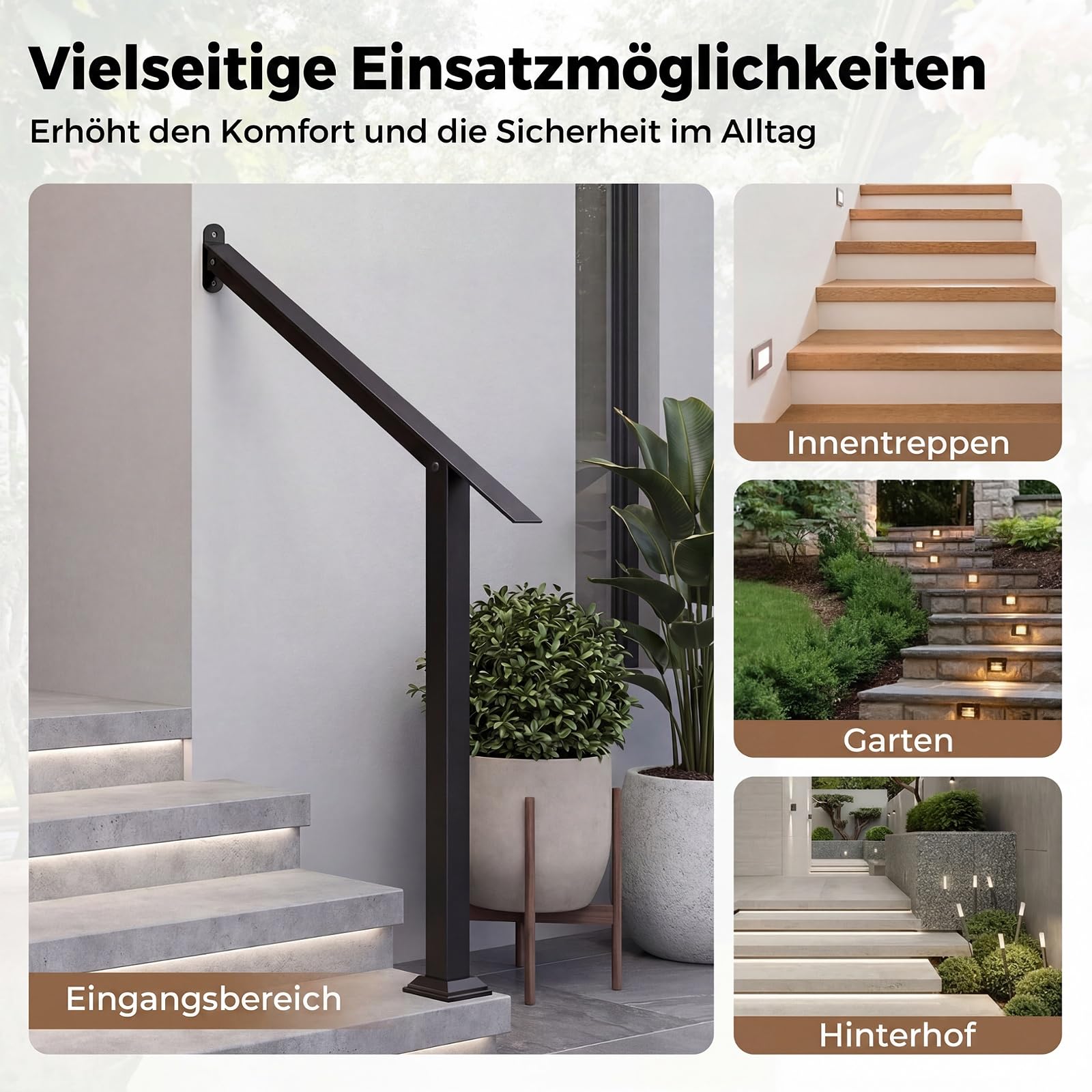 COSTWAY Metalowa poręcz schodowa, poręcz na 3/4 stopni, 2 x 99 x 9 x 74 cm