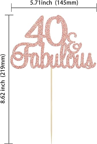 Miniatura 2 de Gyufise 1 decoración de 40 y fabulosos adornos para tartas de oro rosa 40 y fabulosos adornos para tartas de cumpleaños de 40 años, decoraciones de