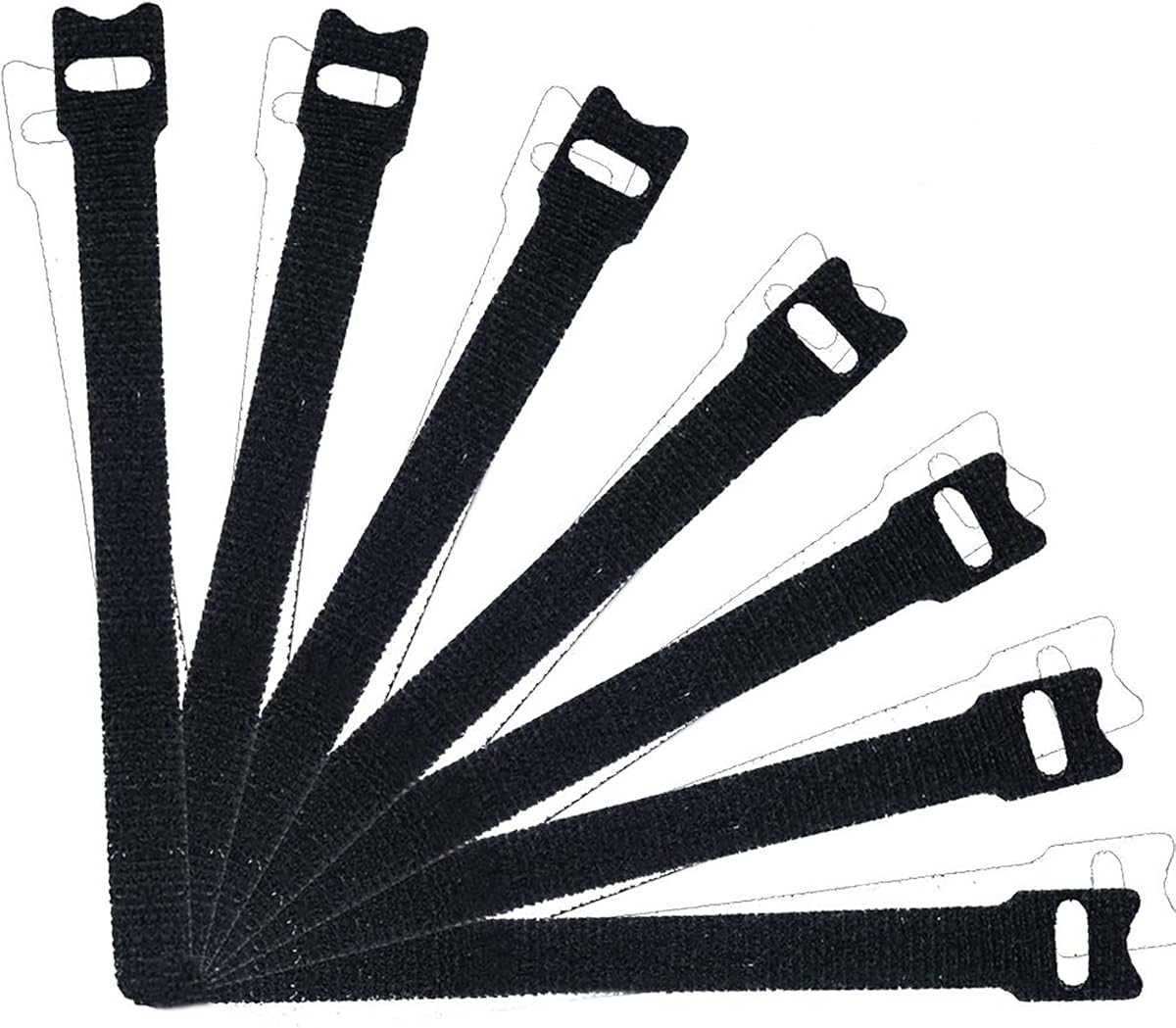 50 PCS Reusable Fastening Cable Ties, 8 Inch Premium Adjustable Cord Ties Black Cord Organization Straps, Microfiber Hook Loop Cable Management Wire Organizer Wrap