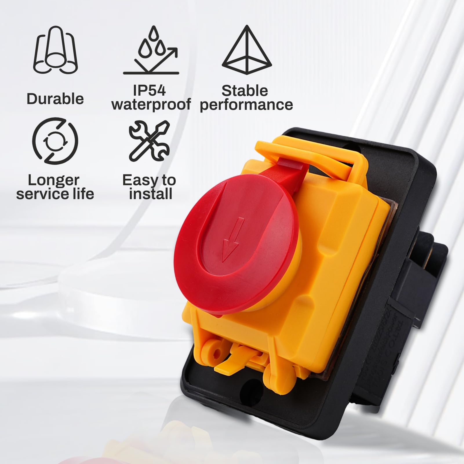 Przełącznik maszynowy KJD22-6 PIN 250 V, 12 A, przełącznik przyciskowy, przełącznik elektromagnetyczny, klasa wodoszczelności IP54, przełącznik do zabudowy, wyłącznik zerowego napięcia