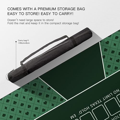 Miniatura 34 de YUZPKRSI Texas Hold'em - Tapete de póquer para 6 jugadores, repelente al agua, portátil, con bolsas de transporte gruesas para juegos de póquer, 47