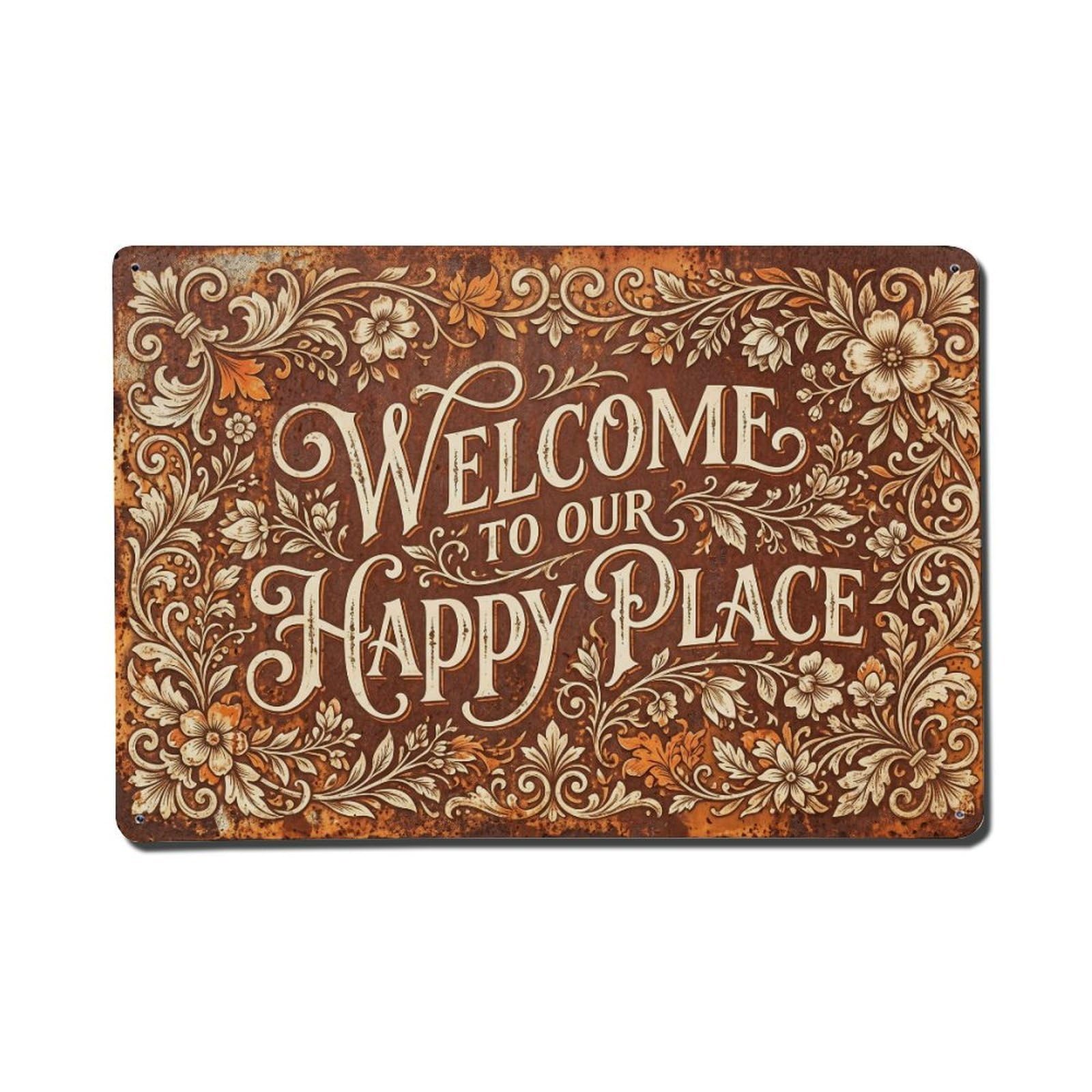 Cottage Welcome Floral Porch Vintage Metal Tin Sign Plaque Wall Decor for Cafe, Club, Garden Metal Poster 8x12Inch