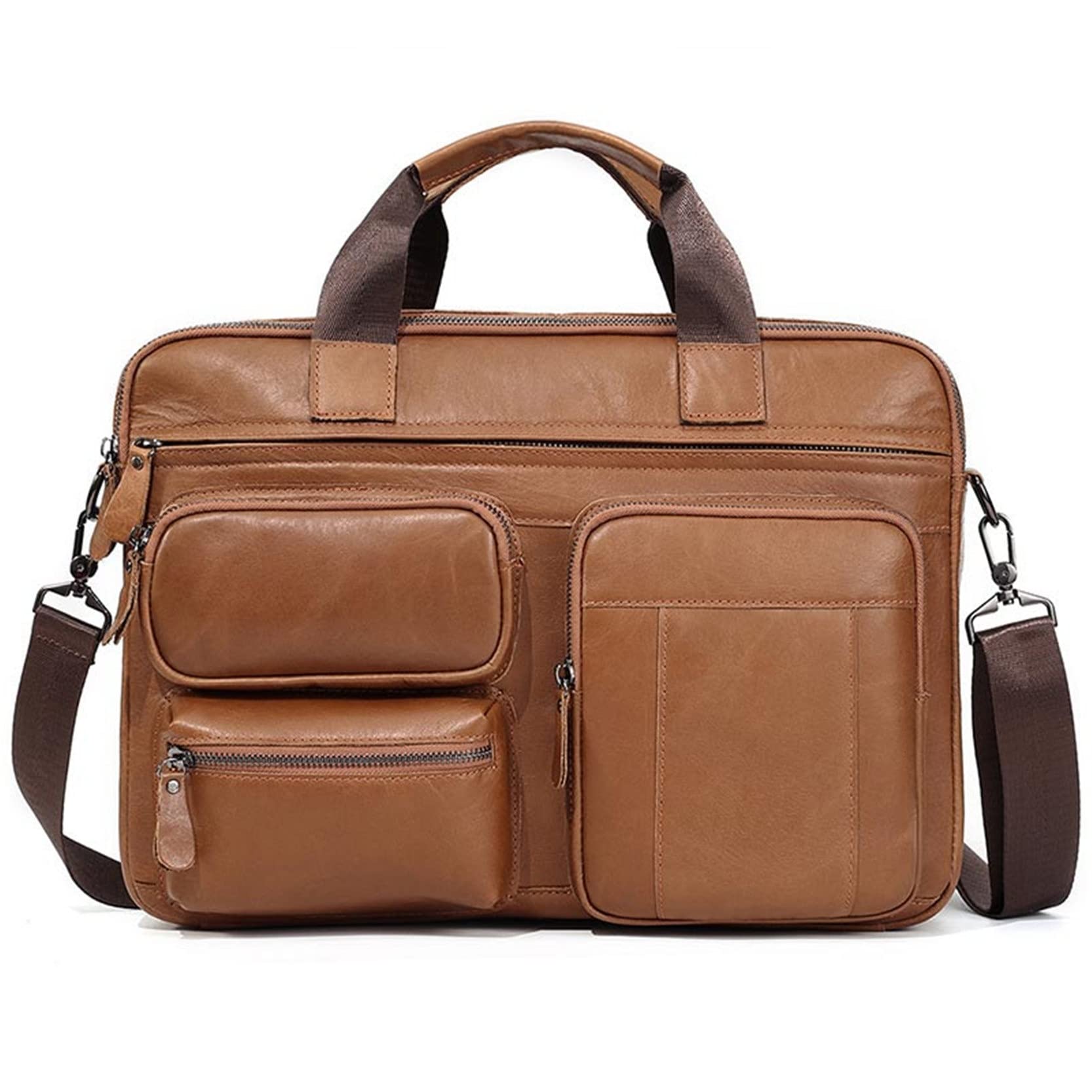 Porte-documents en cuir véritable homme pour ordinateur 15.6 pouces