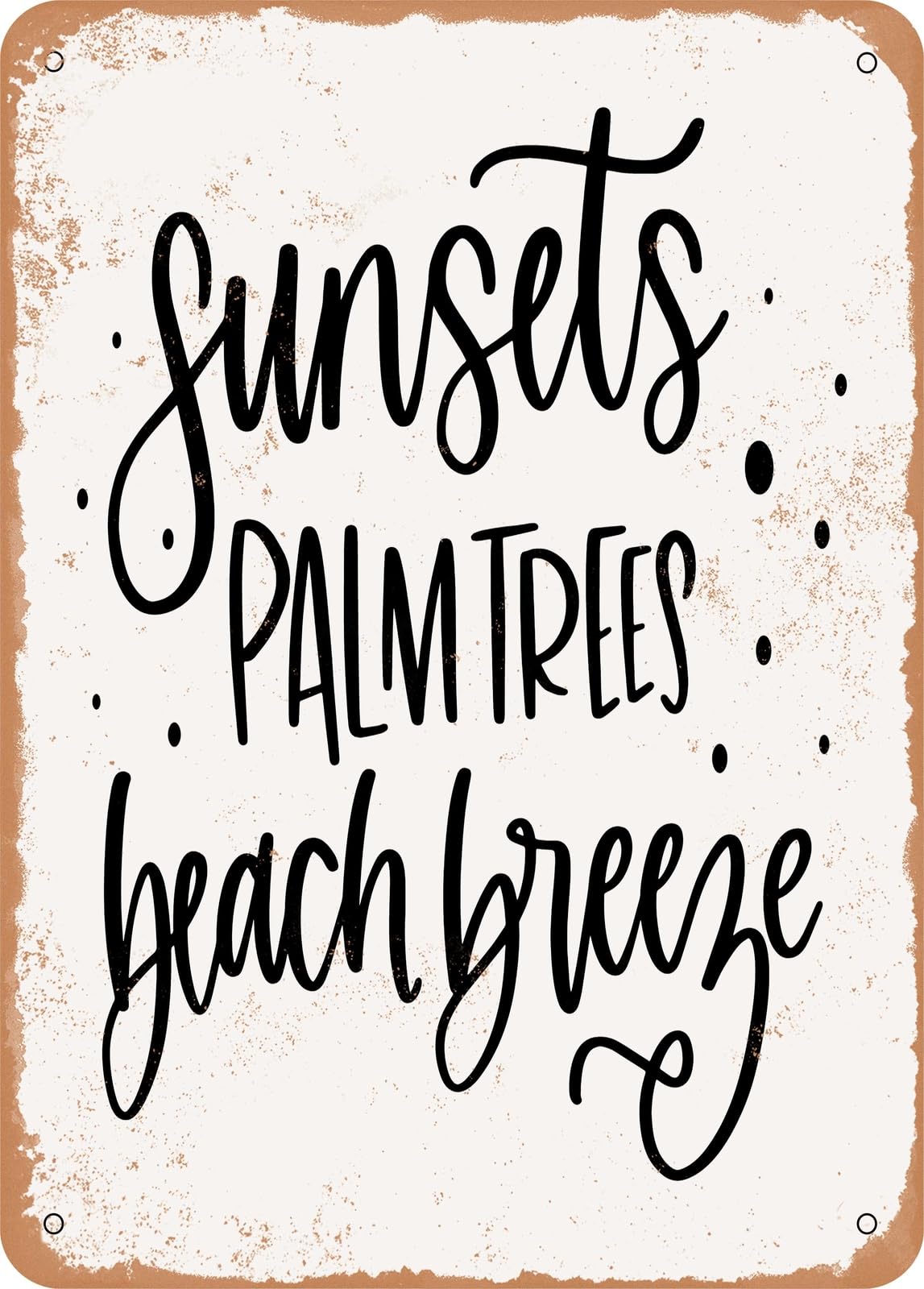 Metal Sign - Sunsets Palm Trees Beach Breeze - Vintage Look home decor