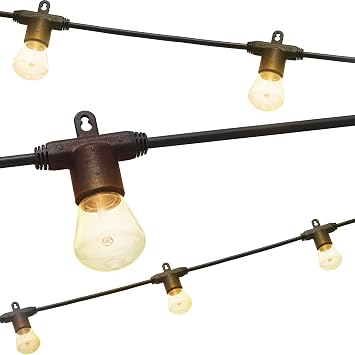Enbrighten LED Bistro Outdoor String Lights, 24ft, 12 Shatter Resistant Lifetime Bulbs, 2200K Warm White, Weather Resistant, Indoor/Outdoor, Commercial Grade, Perfect for Backyard, Porch, Patio, 38356