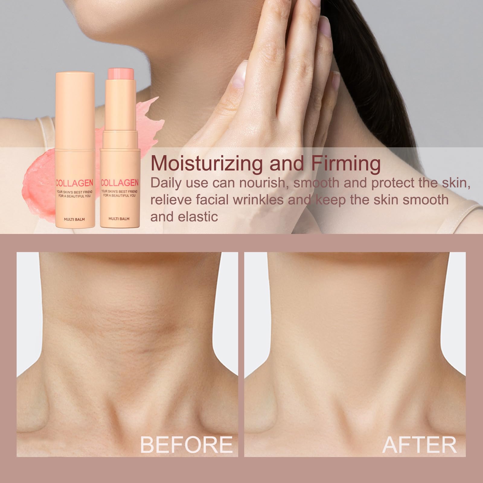 Collagen Multi Balm Stick, Collagen Boosting Moisture Balm Stick for Lip & Eye Wrinkles, Anti Wrinkle Care Face Moisturiser - Image 3