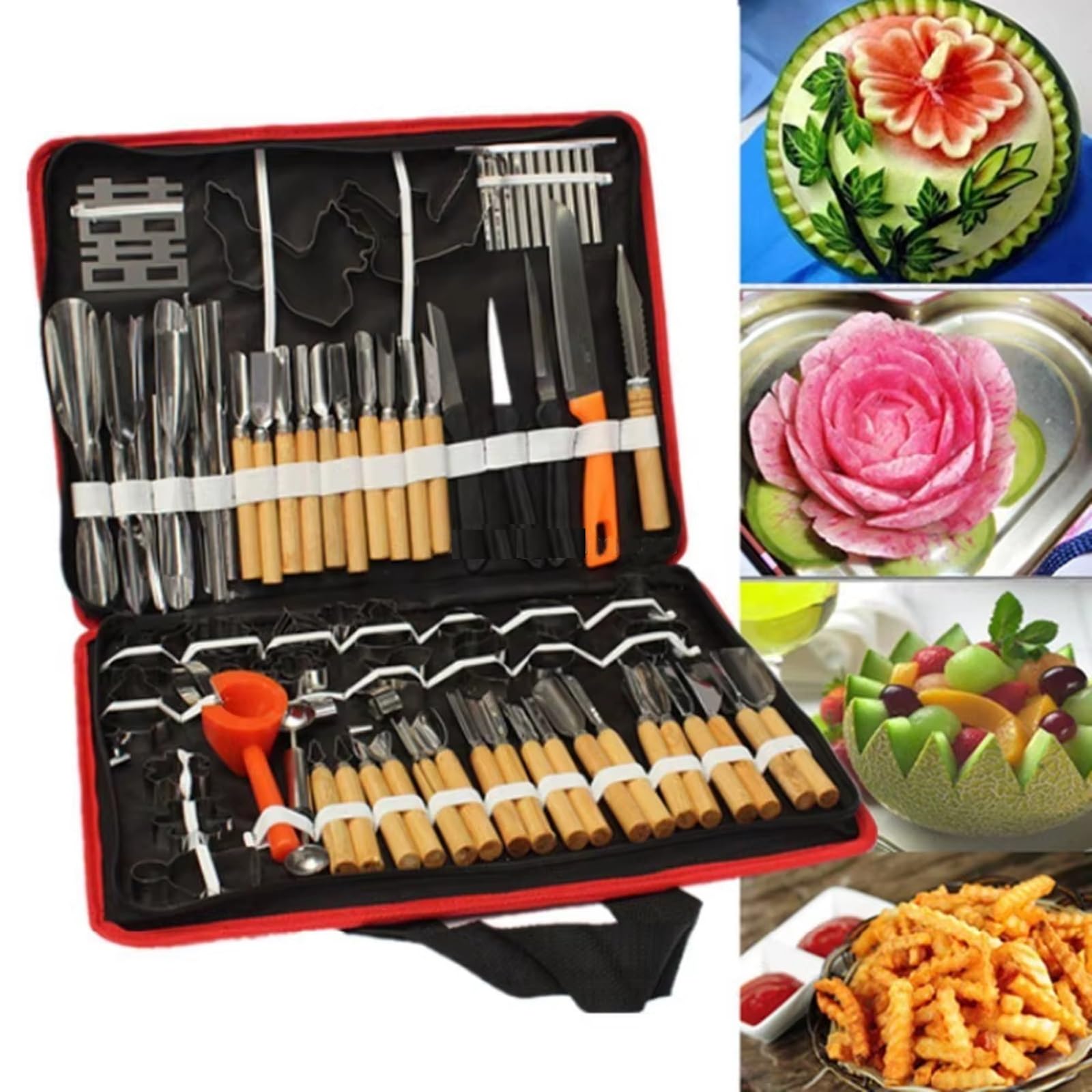 Outils d'épluchage de fruits et légumes portables 80 pièces pour garniture et sculpture culinaire