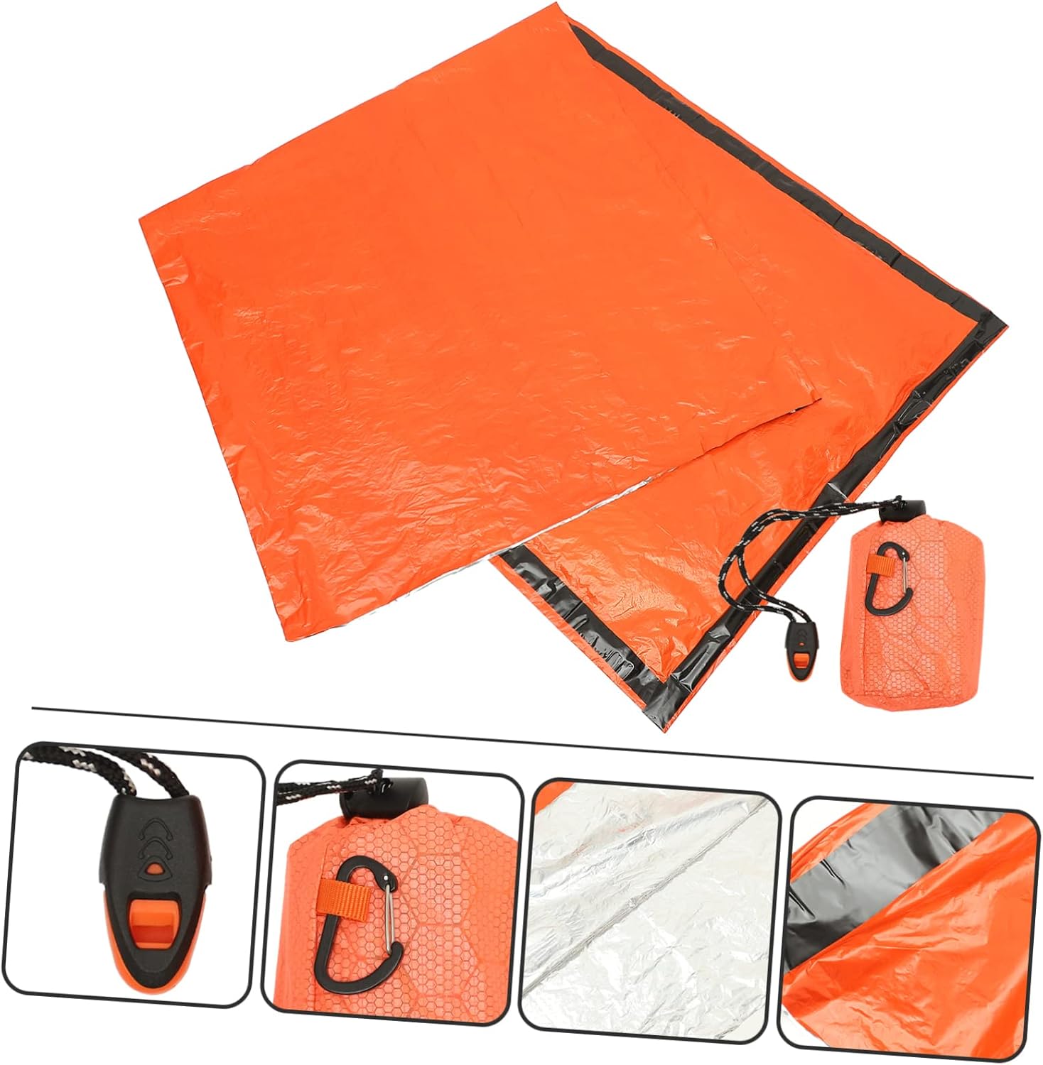 Emergency Sleeping Bag Pe Aluminum Film Lightweight Survival Bivy Sack for Outdoor Travel and Camping Portable Drawstring Storage Compact and Weather-Resistant