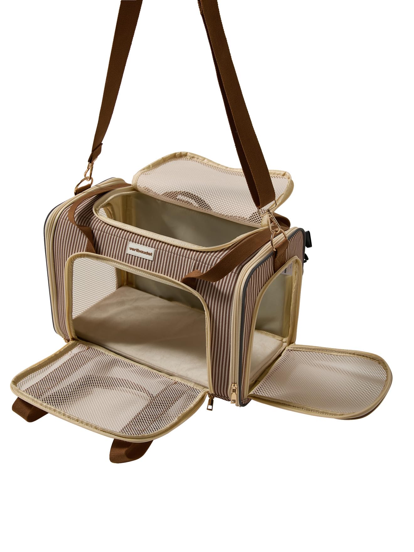 VERTBAUDET Sac à Dos Transport Animal rayé Beige TU