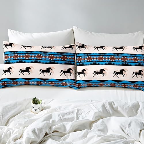 Miniatura 5 de Juego de ropa de cama rústica del oeste, funda de edredón de caballo, vaquera, vaquera, azteca, nativo americano, para niños y niñas, decoración de