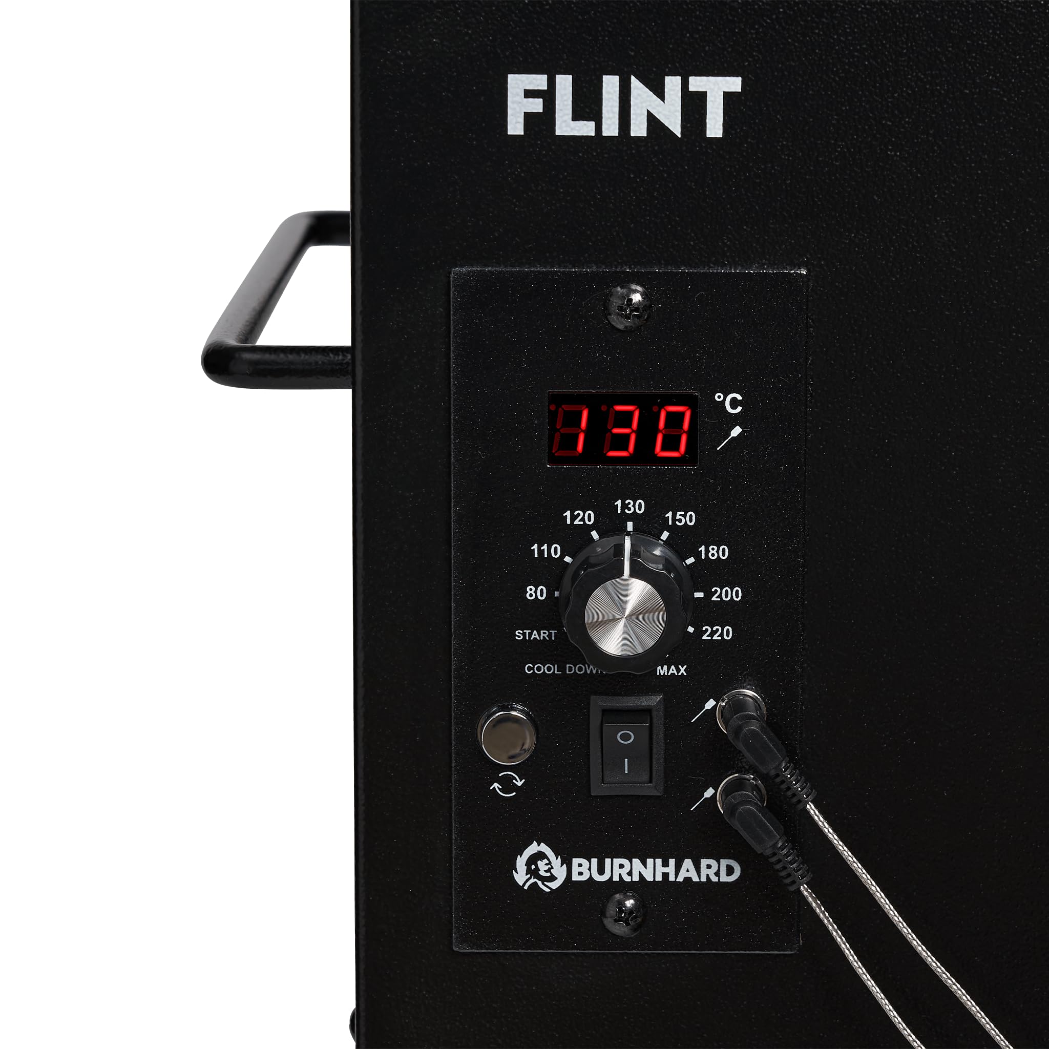 BURNHARD Pelletsmoker FLINT, Räucherofen 70°C - 230°C, Pelletgrill inkl. Edelstahlroste, Holzschneidebrett, 2 Temperaturfühler und Abdeckhaube, Smoker