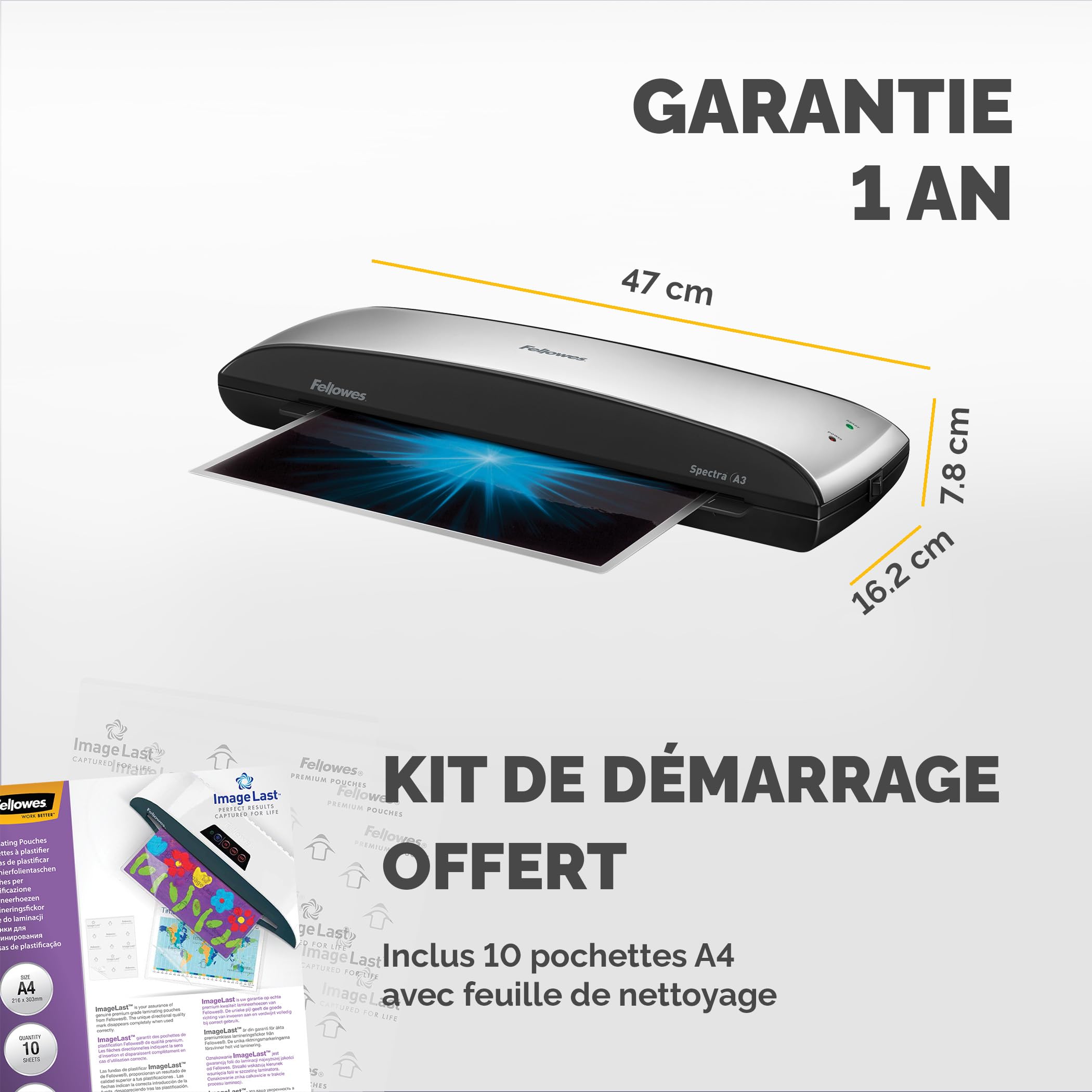 Fellowes Spectra Plastifieuse A3 125 Microns Anti-Bourrage