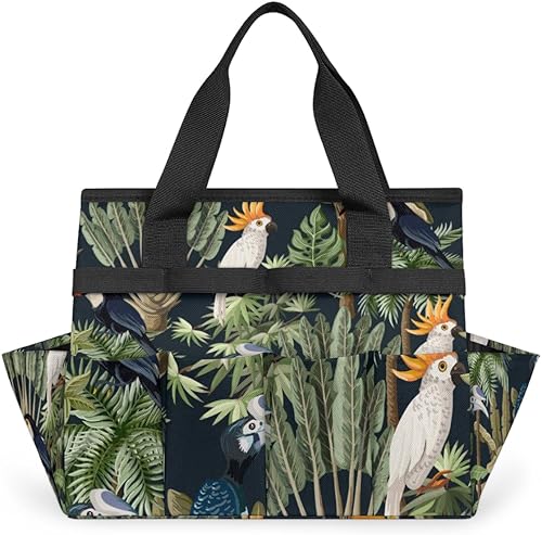 Bolsa de herramientas de jardín con patrón de pájaros y plantas, para mujeres y hombres, bolsas de almacenamiento de herramientas de jardinería con