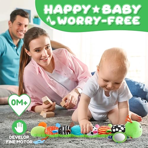 Miniatura 12 de Juguetes para bebés de 0 a 12 meses, juguete musical de peluche suave con arrugado multisensorial, sonajero y texturas, juguetes para bebés