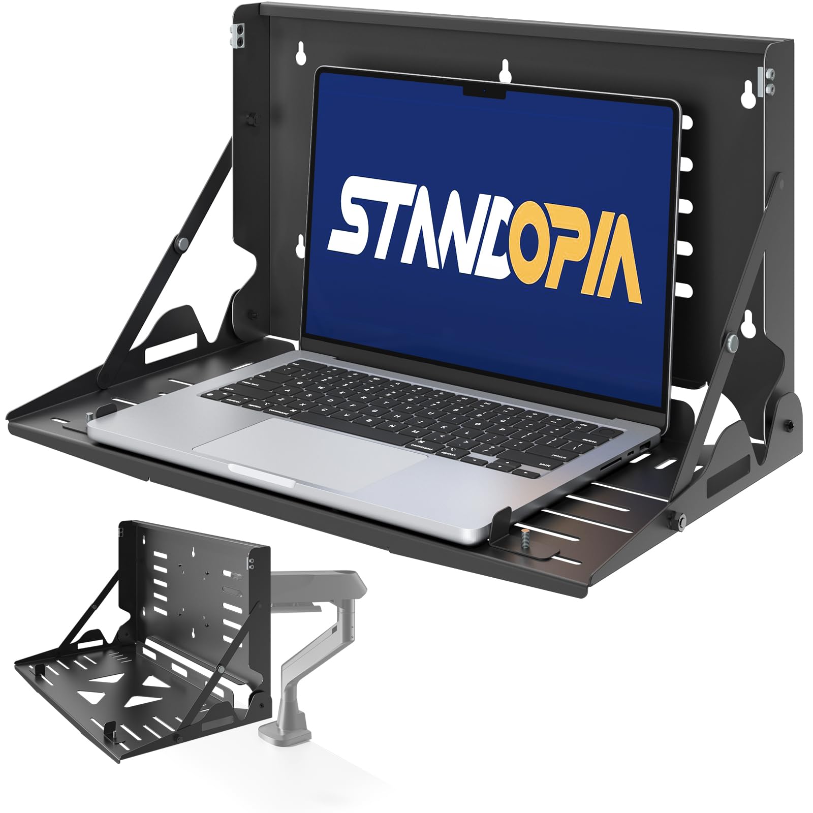 Klappbare Laptop Wandhalterung für 13-17 Zoll Notebooks, Schwarz