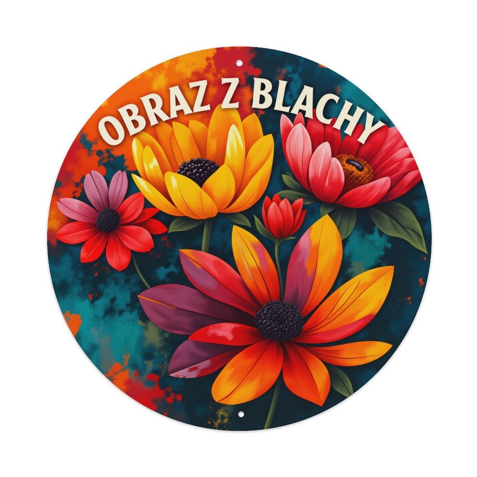 Colorful Flowers On Metal Background Round Tin Sign Vintage Style Metal Sign Home Bar Garden Wall Plaque Decor Metal Poster 8x8 Inch