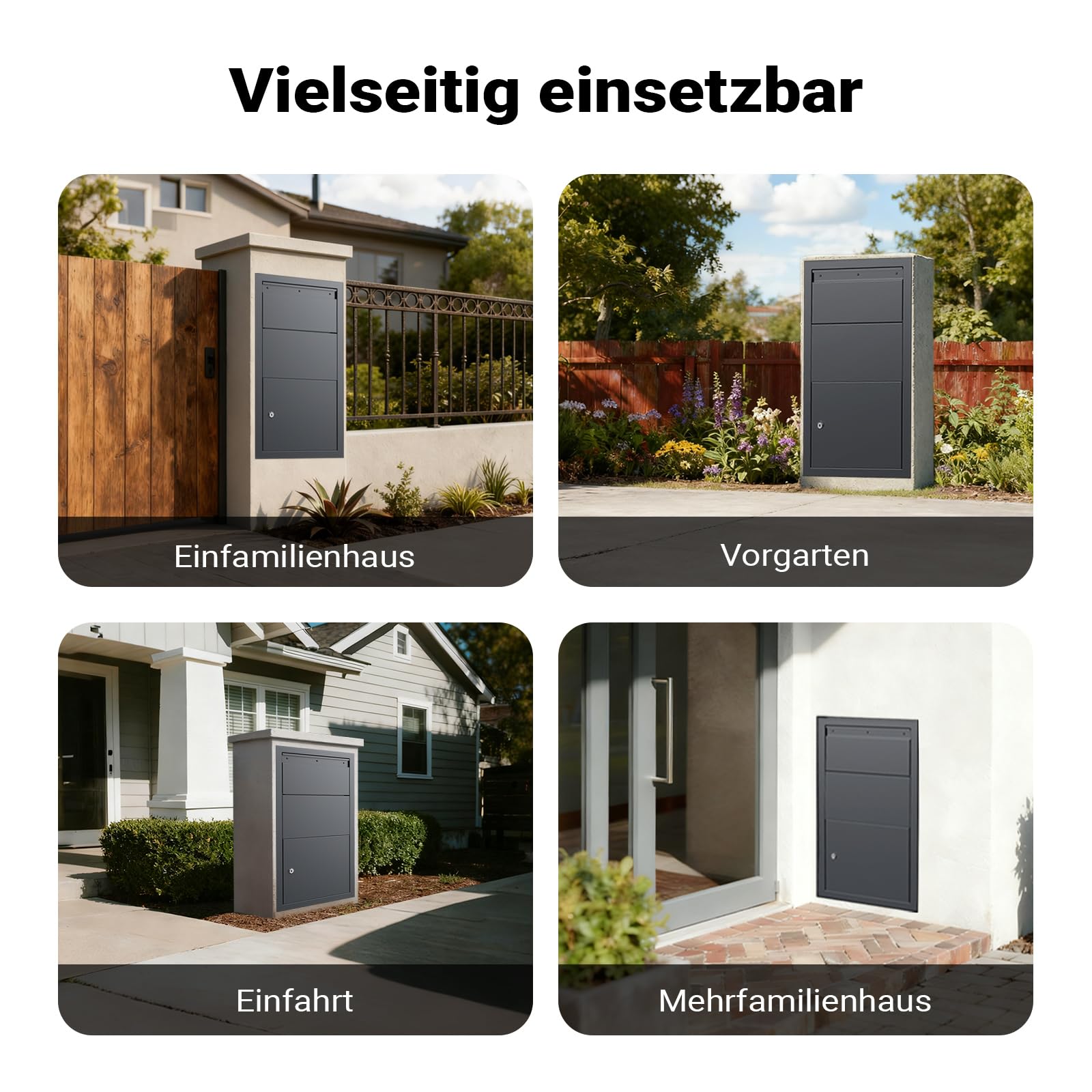 XPOtool Paketkasten Anthrazit 470 x 220 x 870 mm, Paketbox Zuhause, Private Paketannahme passend für Pakete und Päckchen, Wandbriefkasten Stahl