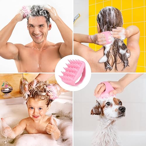 Miniatura 5 de Bsisme Cepillo de champú masajeador de cuero cabelludo con cerdas de silicona suaves para eliminar la caspa y el crecimiento del cabello, masajeador
