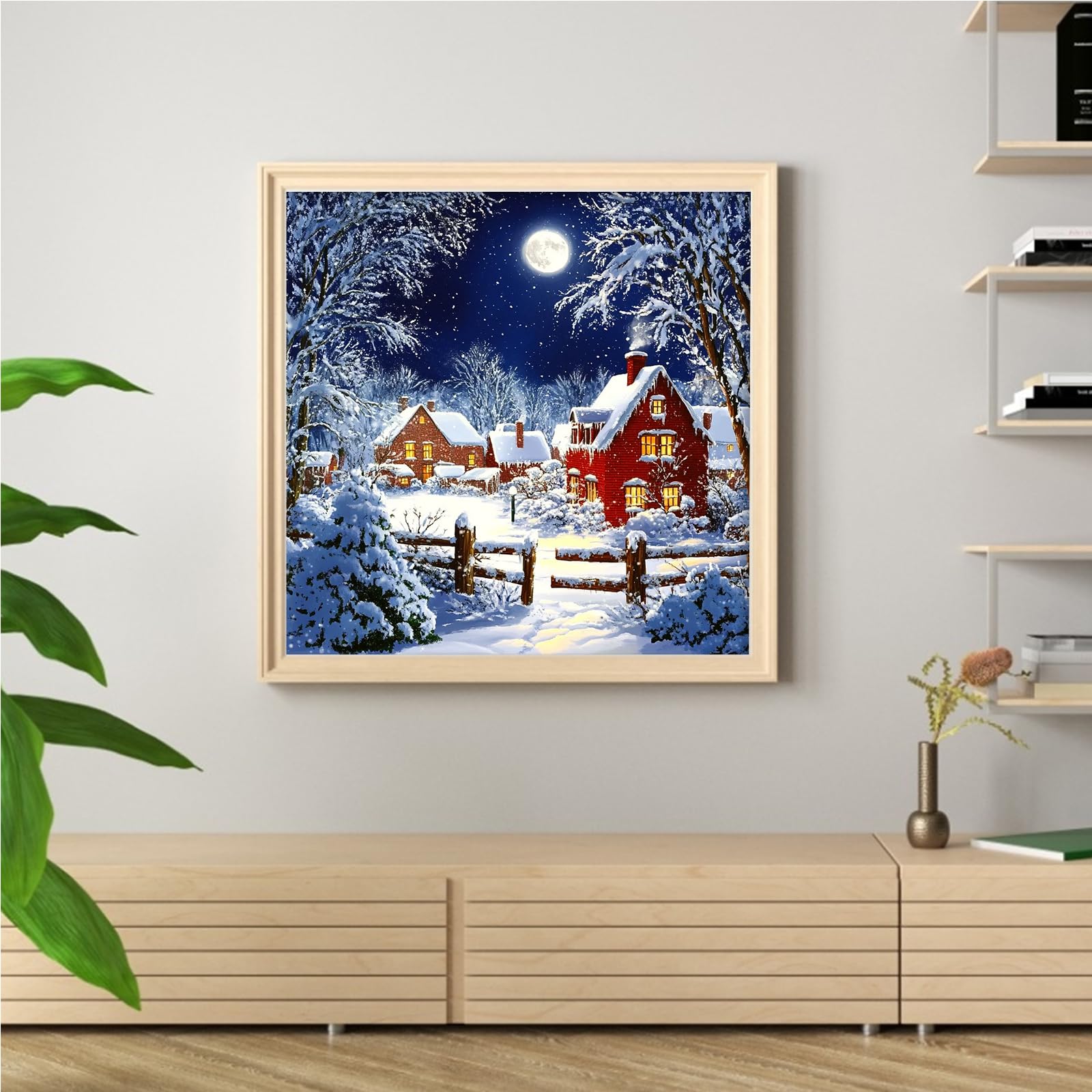 Xmas Cottage Full 14CT 2 nici DIY Zestawy do haftu krzyżykowego 40x40cm