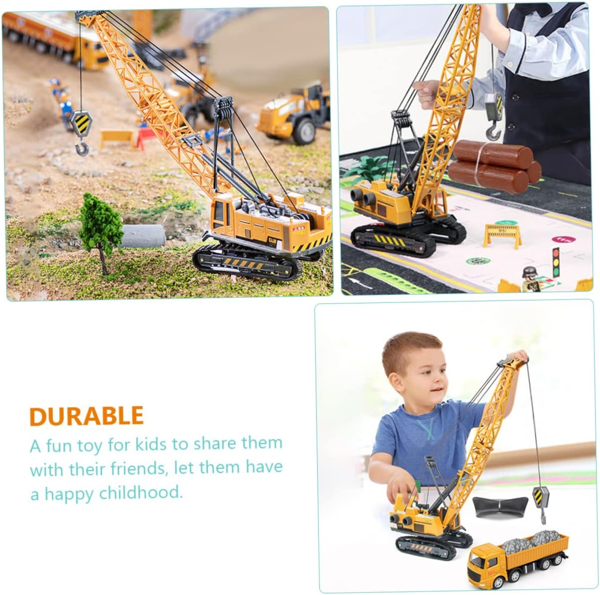3Pcs Construction Vehicle Educational Trucks for Boys Includes Excavator Dumper and Crane Bright Colors for Color Recognition and Imagination Development