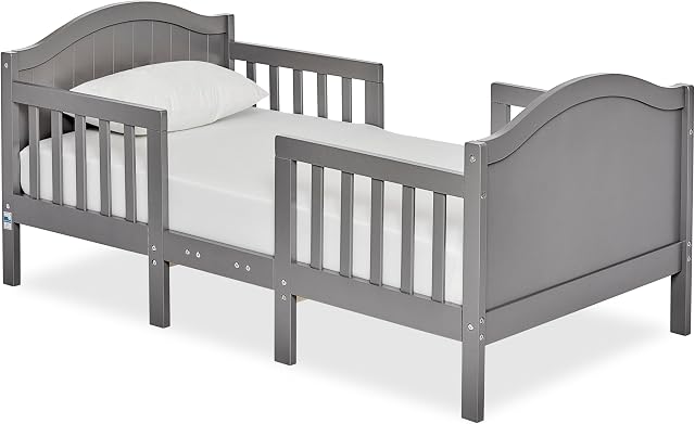 Dream On Me Portland 3 en 1 Lit convertible pour tout-petit en acier gris, certifié Greenguard Gold, JPMA Certifié, design bas à plancher, finition non toxique, bois de pin