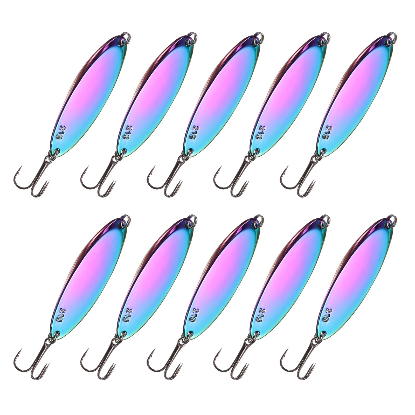 YELARXI Fishing Spoons Lures, Metal Saltwater Treble Trout Lures Jigging Spoon with Treble Hooks Casting Spinner Baits 10Pcs & 3/4 oz & Vibrant Colors- Fitting for (Freshwater/Salmon/Bass)