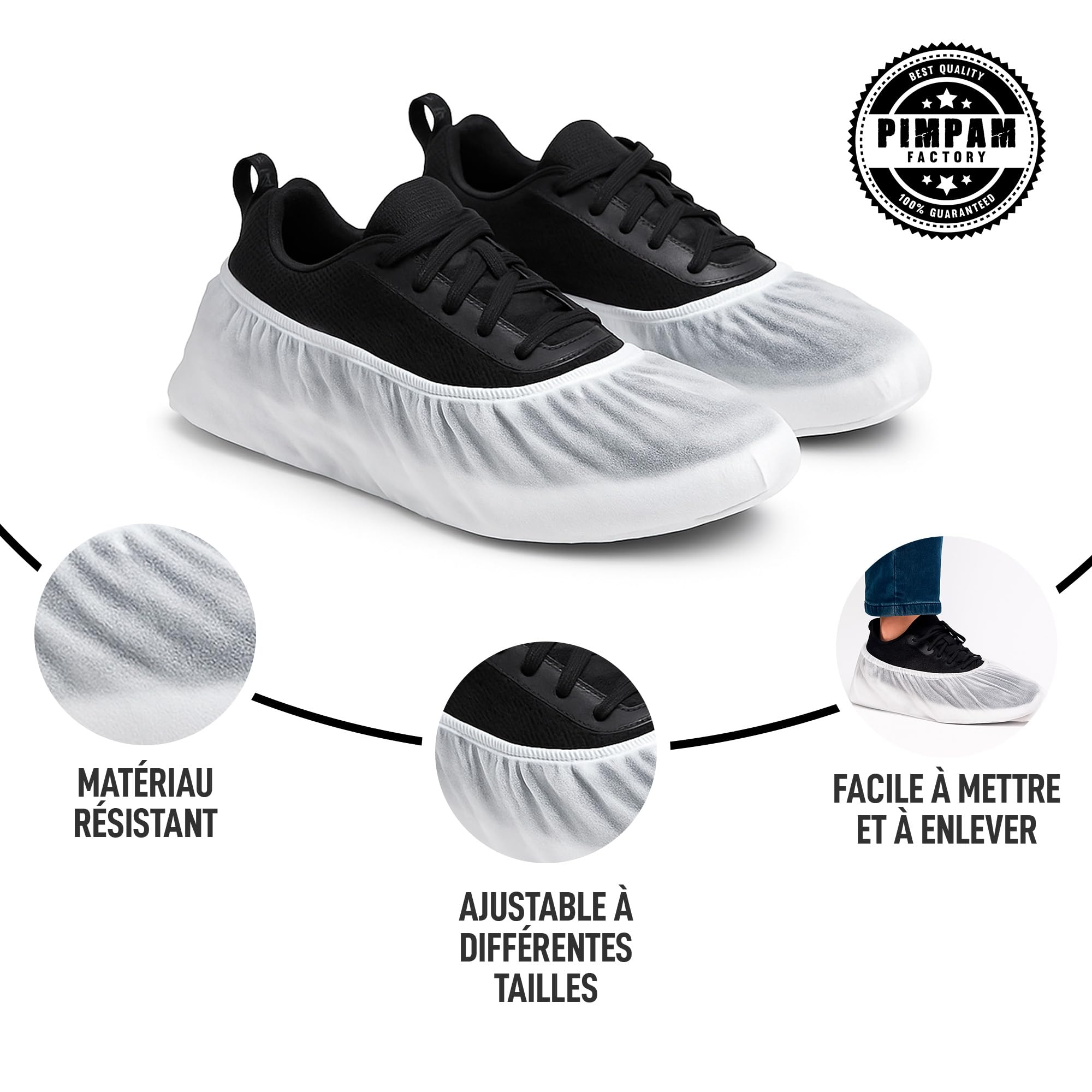 PimPam Factory - Couvre Chaussure Impermeable (Pack 100) - Sur Chaussure Jetable Pour Usage Médical, Industriel Ou Domestique - Surchaussures Jetables Bleu Et Surchaussures Résistantes À L’Eau