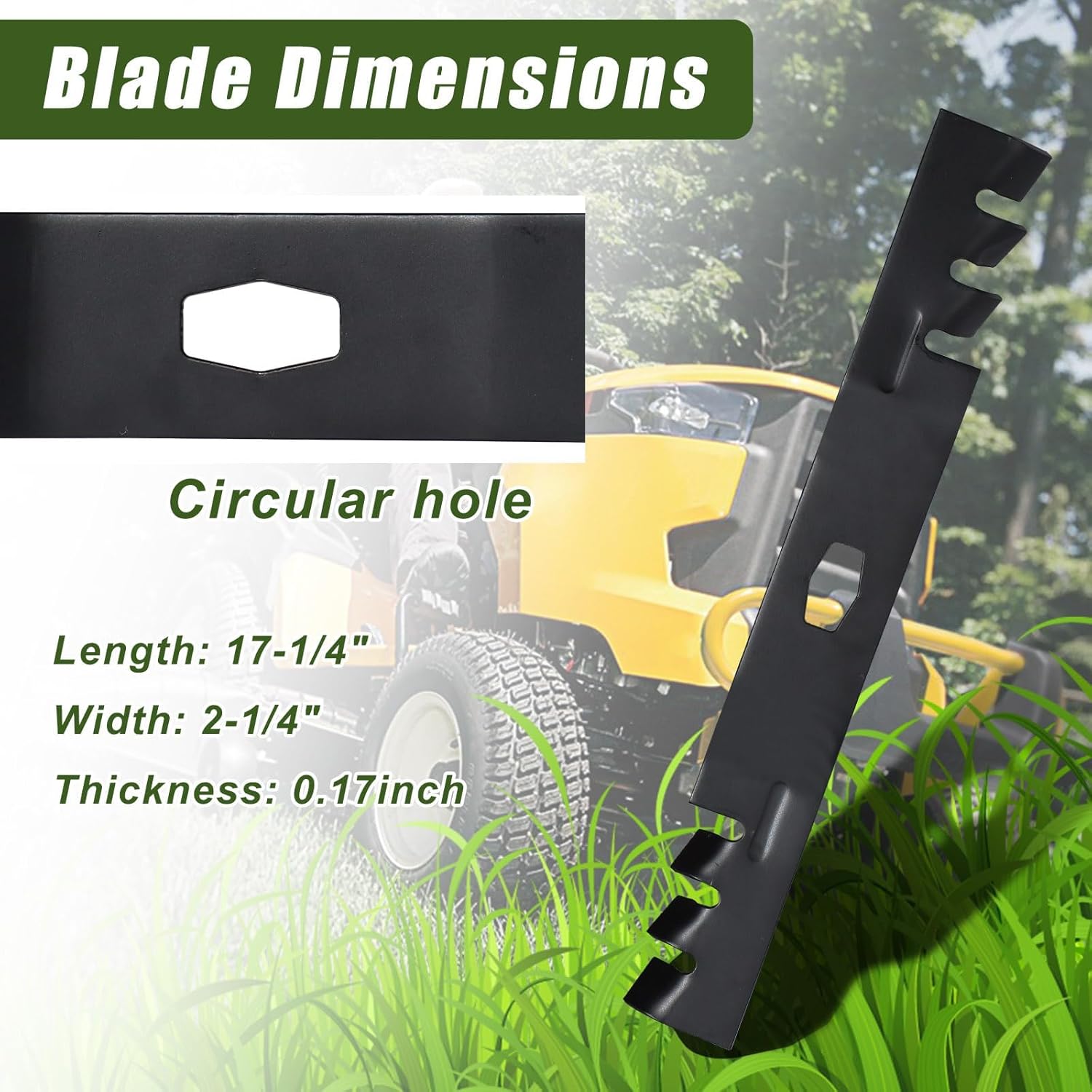 742P05094-X Mulcher Blade Set 50" Deck Mowers Fit S Hole Compatible with CUBB Cadett MTD 742P05094 742P05094X ，3 Pack 17280 Mulching Blades Replacement 14AQA3CM010 13AQA2TMA10 17AREACM010 17AIEAC3A10