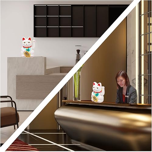 Miniatura 5 de Dpofirs Gato de la fortuna de la suerte Maneki Neko de 4 pulgadas, decoración de gato de la suerte que agita a mano para el hogar, adorno de