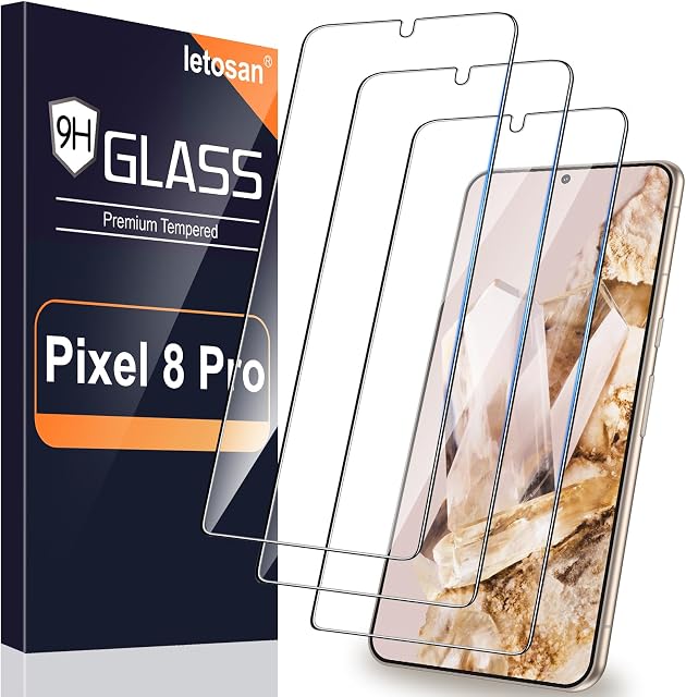 3 Protecteur d'écran en verre Pack pour Google Pixel 8 Pro, Déverrouillage de l'empreinte à ultrasons, HD Verre trempé transparent pour Google Pixel 8 Pro Protecteur d'écran 5G
