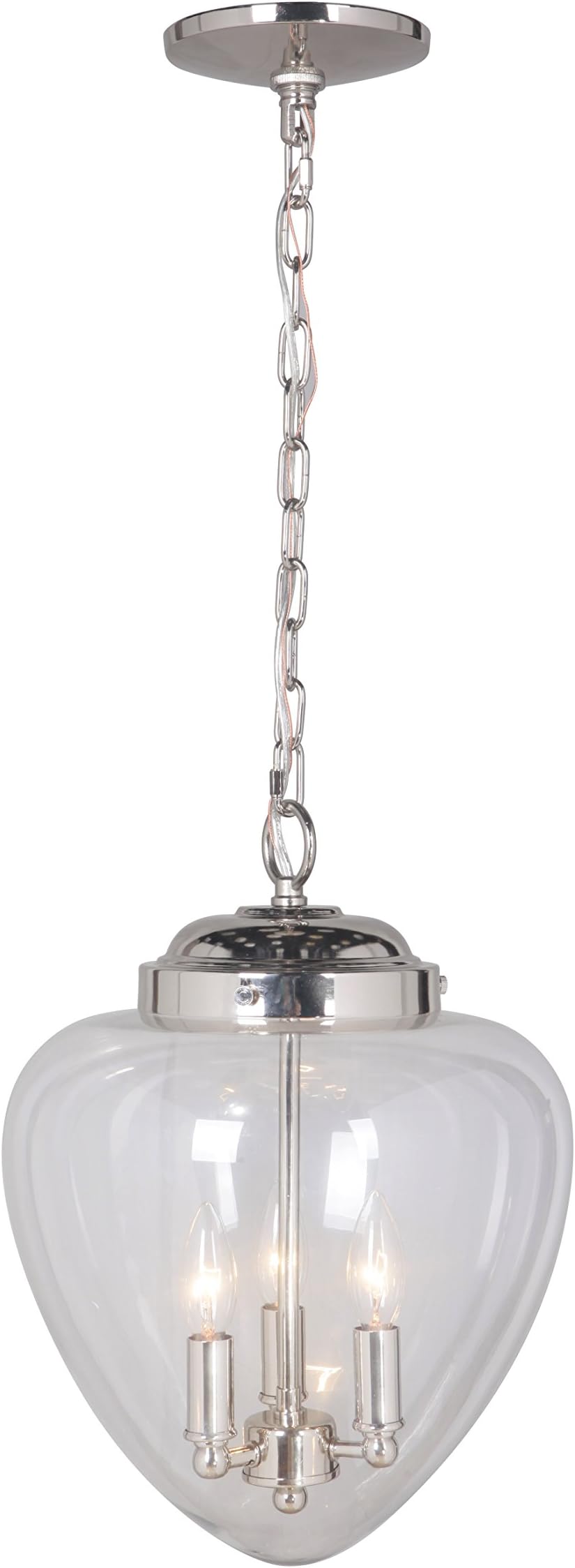 Hardwired Pendant Series Brushed Nickel Chandelier 3-Lights with Clear Shade