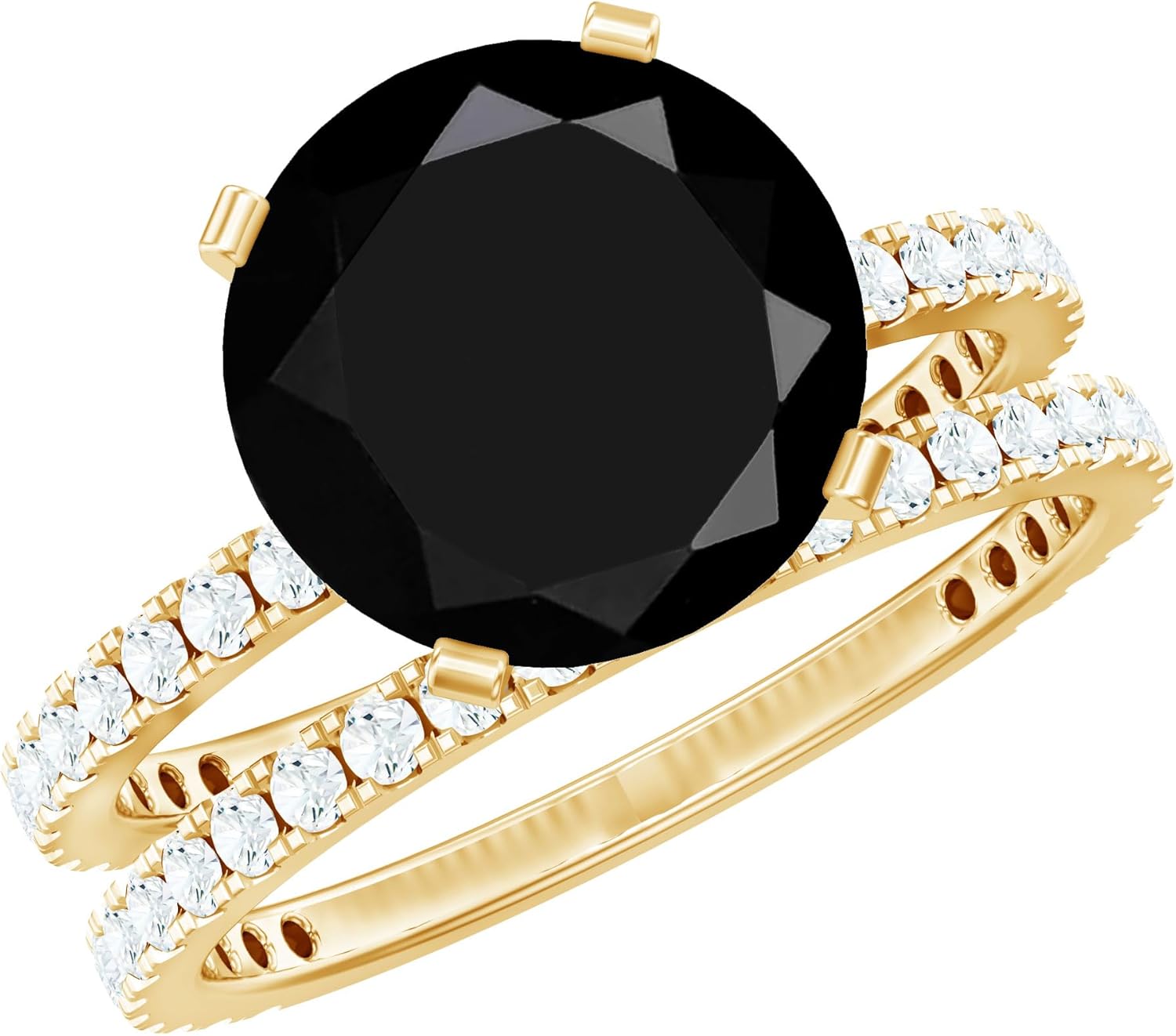 Certified 4.5 Carat Lab Grown Black Diamond Bridal Ring Set, Aaaa Quality, Black and White Engagement Ring