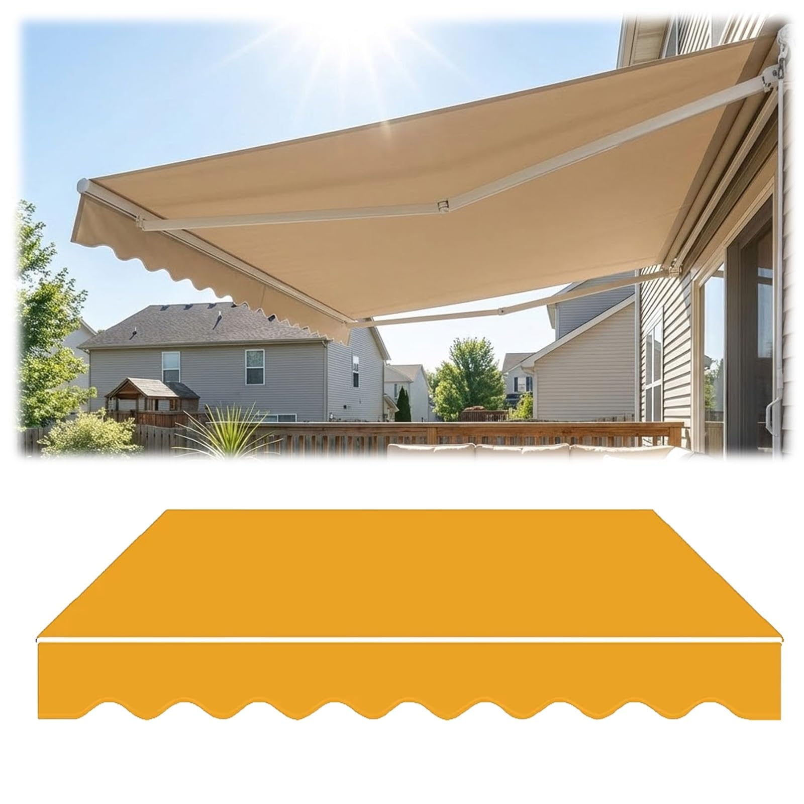 Toile pour auvent de jardin rétractable, idéal pour l'ombre de la terrasse en été