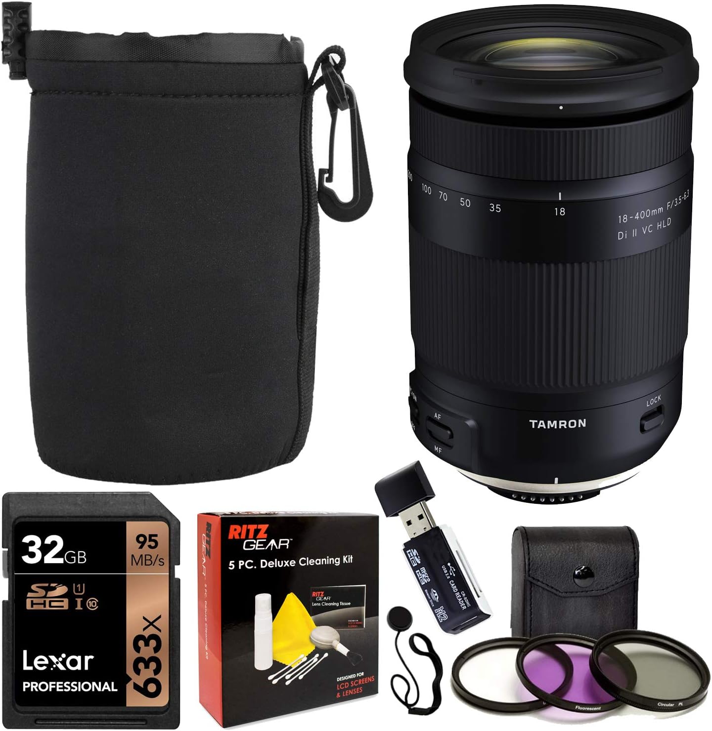 Exсluѕіvе Dіѕсоunt 60% Prісе Tamron 18-400mm F/3.5-6.3 DI-II VC HLD All-in-One Zoom for Nikon APS-C Digital SLR Cameras, Sandisk 32GB, TruDigital Filter Kit, Protective Lens Pouch, Memory Card Reader and Accessory Bundle