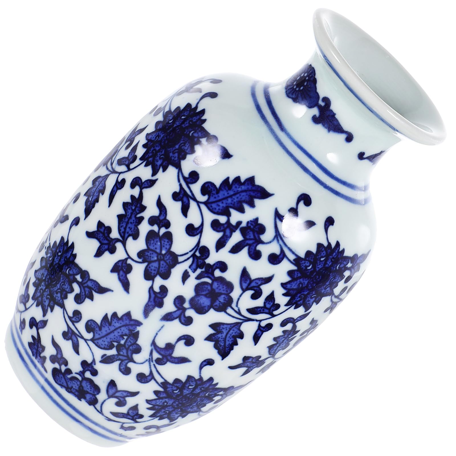 Florero de cerámica azul con forma de melón para centro de mesa ifundom