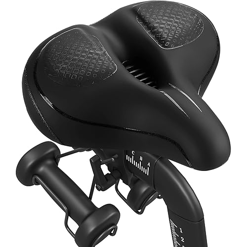 TONBUX Wide Bike Seat for Women & Men Comfort, Comfortable Peloton Seat Cushion Replacement, Oversized Bicycle Seat Compatible with Peloton/Stationary/Ebike/Electric/Cruiser Bikes