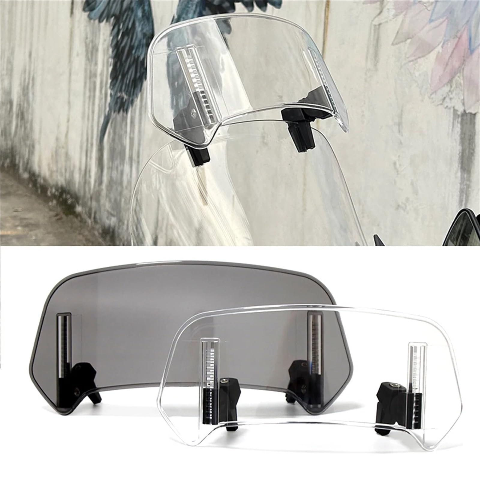 Przednia szyba motocyklowa Pasuje do YAMAHA, Pasuje do HONDA, regulowany spojler na przednią szybę motocykla(B Medium Transparent)