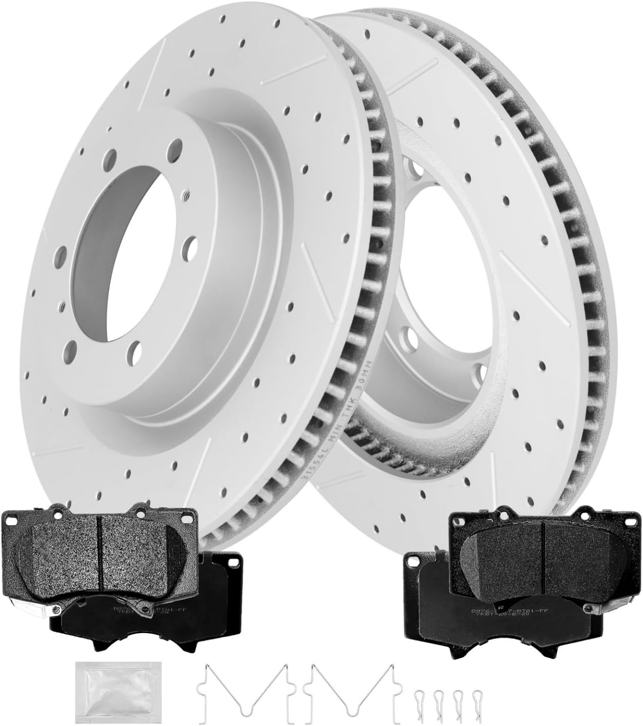 FRaxle Front Brake kit, Drilled & Slotted Brake Rotors and