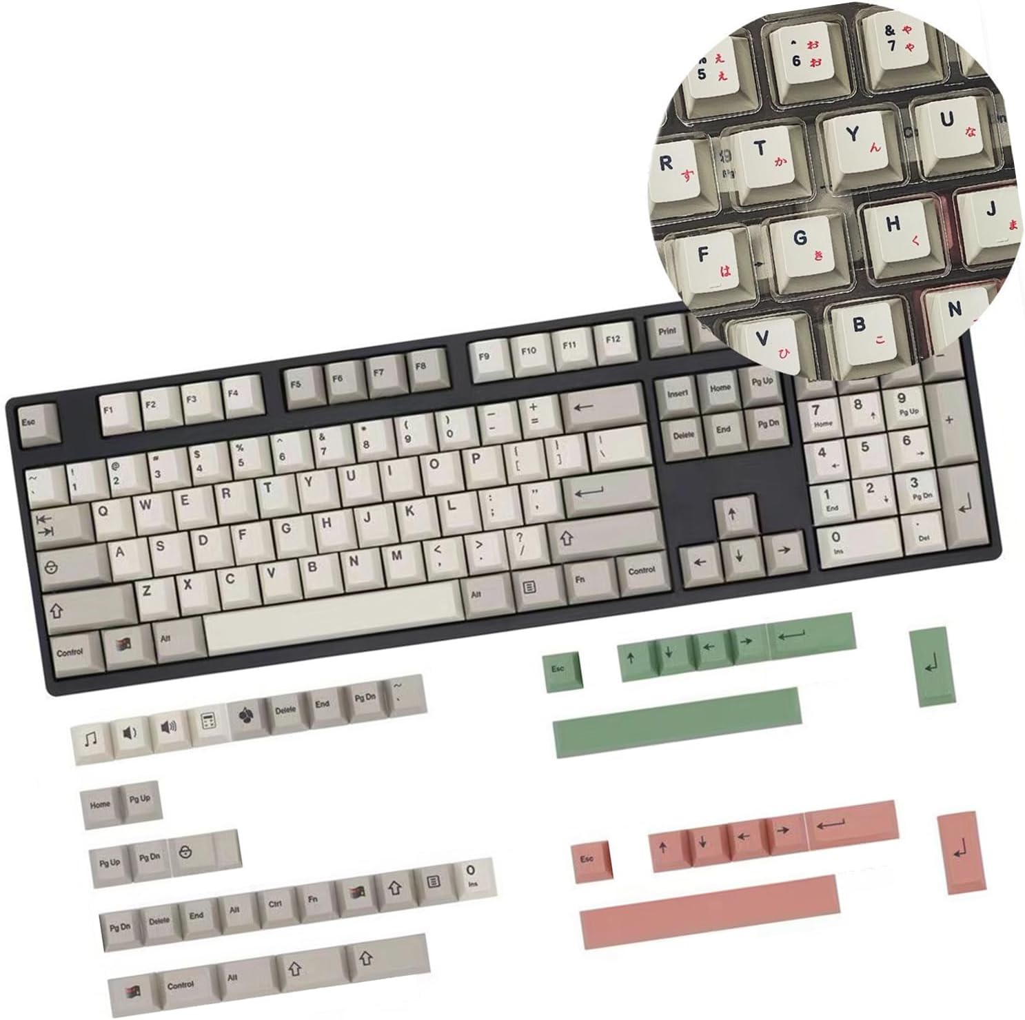 149Key Keycaps Backlights with Retro 9009 Color English/Korean/Japanese/Russian for Mechanical Keyboards