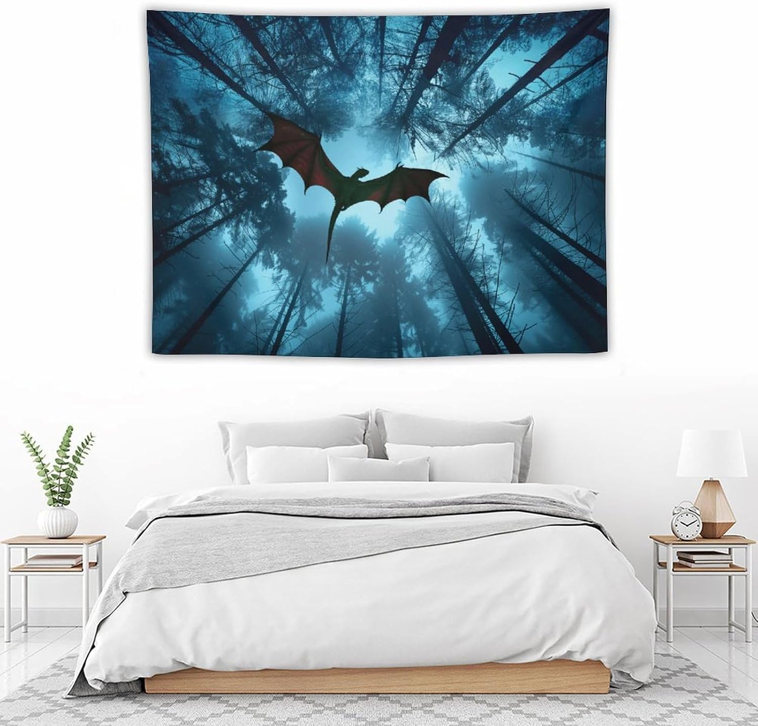 ANMOGID Dragon Ceiling Tapestries for Bedroom, Tree Fabric Wall Hangings for Living Room Dorm Party Home Office Nature Tapestry Forest Wall Hanging Decor 39"x29" image 5