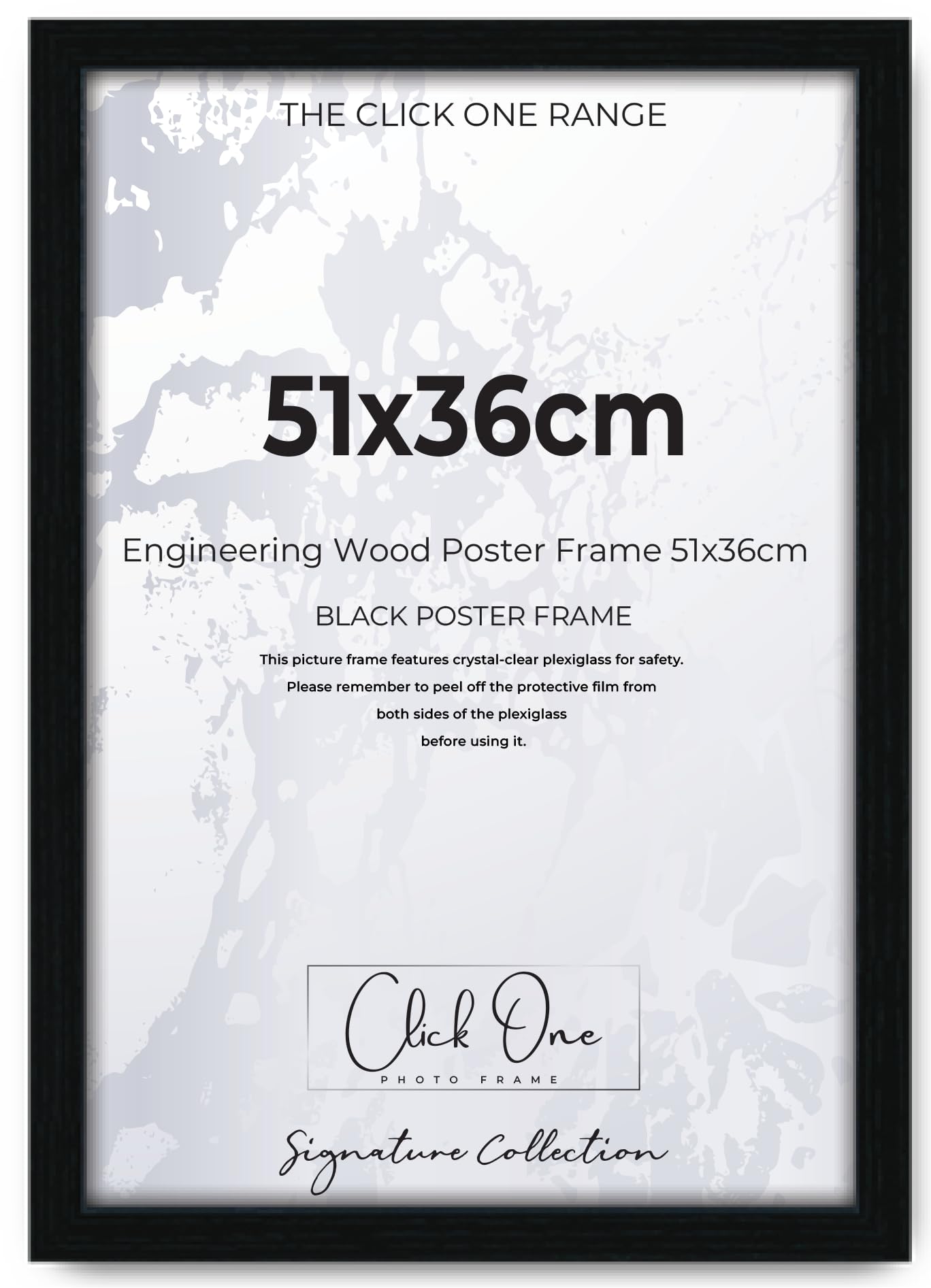 Black Click One Photo Frame 51 X 36 Cm Poster Display With Uv Protection Acrylic Hanging Hardware For Wall Mounting Display Picture Vertically Or Horizontally Mdf Backboard