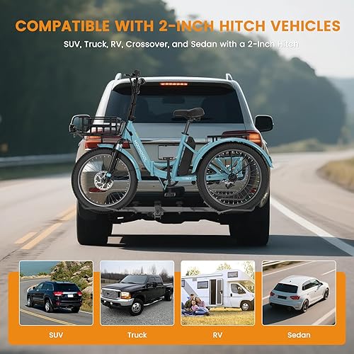 Miniatura 7 de LILYPELLE Soporte de triciclo de montaje en enganche para bicicleta eléctrica resistente, 5 pulgadas de grasa para enganche de remolque de capacidad