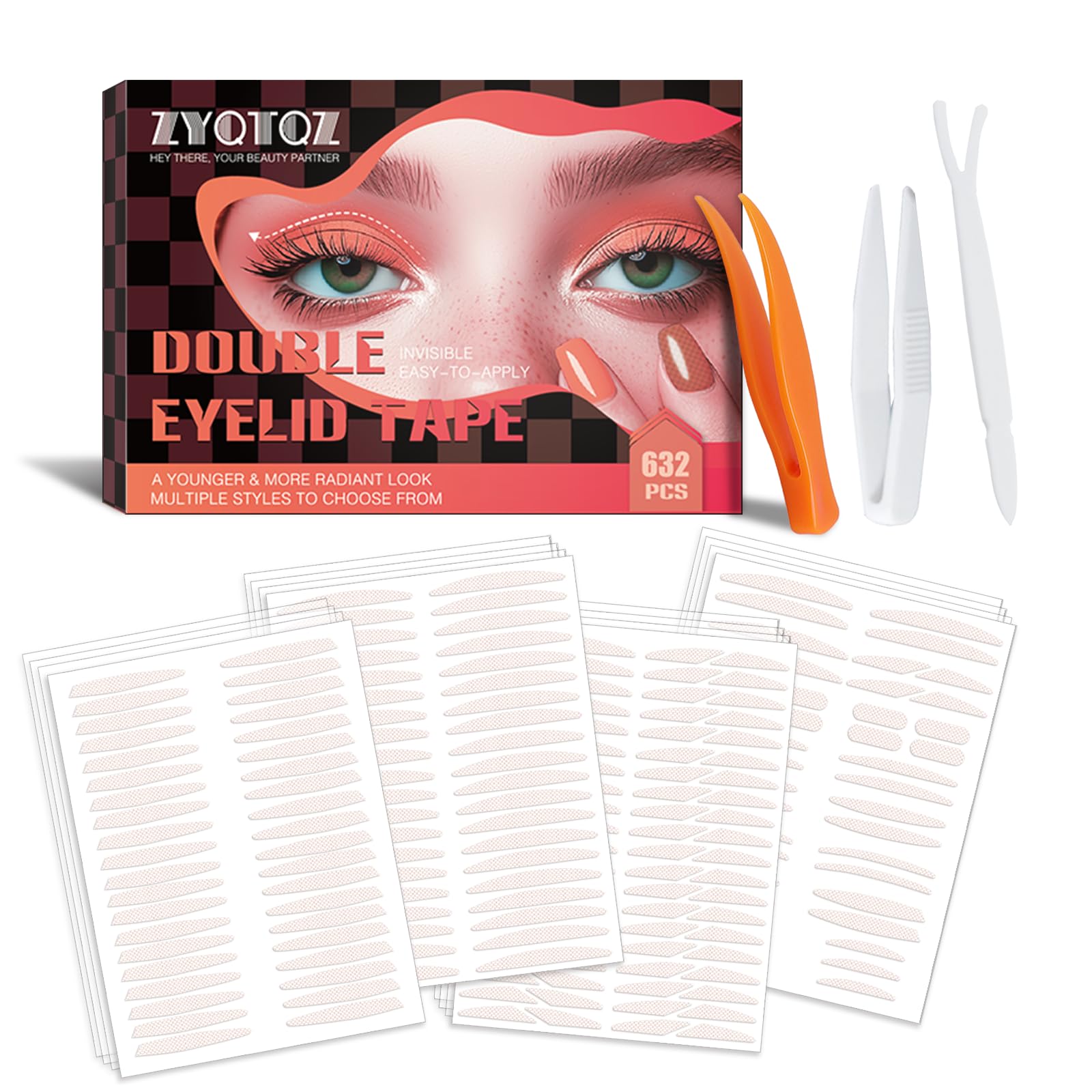 Eyelid Tape 632Pcs, Instant Invisible Eyelid Lifter Strips Ultra-Thin Breathable long-lasting Double Eyelid Tape for Hooded, Droopy, Uneven, Mono-eyelids-New upgrade.eyelid lifter strips