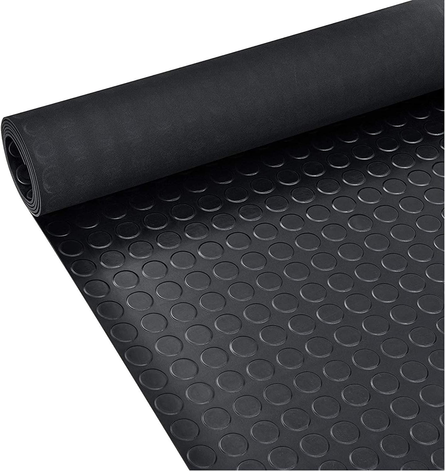Alfombrilla de goma granulada por metros, alfombra de protección con puntos planos, antideslizante, alfombra de goma para fábrica, garaje, banco de trabajo | Grosor: 3 mm | Negro (300 x 100 cm)