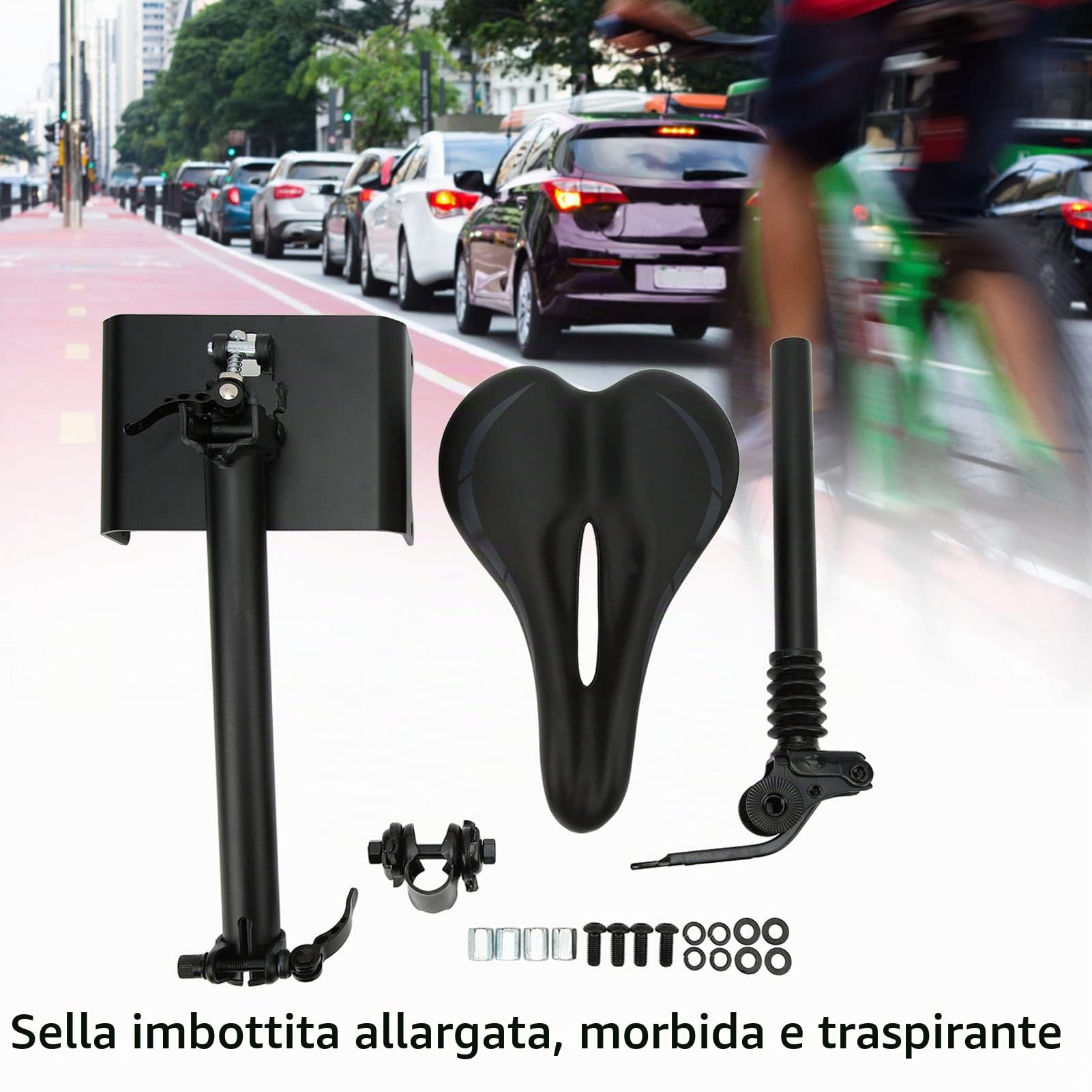 BuyWeek Sella per Scooter Elettrico per Segway per Ninebot F20 F25 F30 F40 in Lega di Alluminio in Schiuma Regolabile 53-66 cm