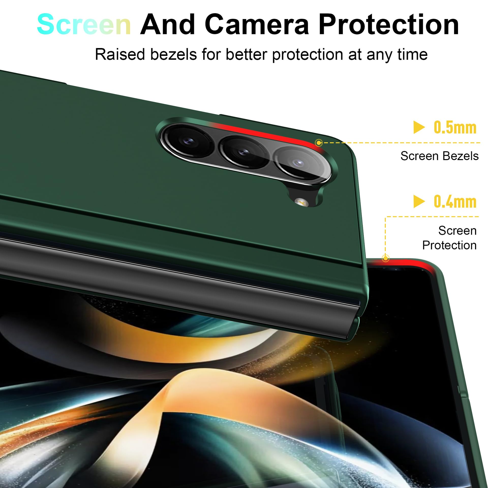 HAZARA Etui do Samsung Galaxy Z Fold 5, gładkie etui dotykowe ultracienkie etui na telefon komórkowy z klapką rozszerzony uchwyt, fioletowe