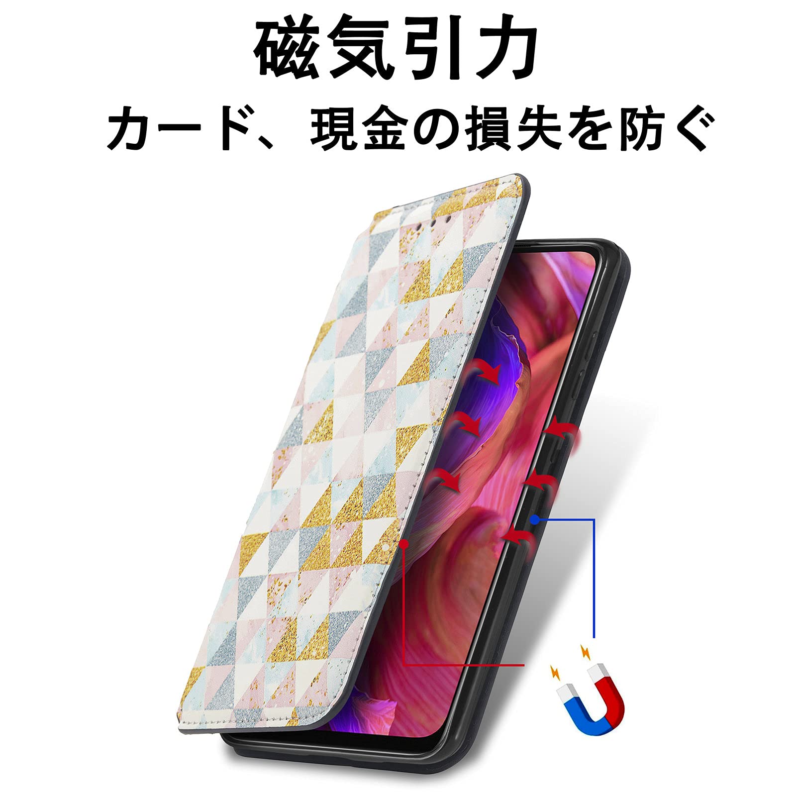 OPPO A54 5G simロック解除済み　手帳ケース・保護ガラス付き スマホケース OPPO A54 5Gケース 手帳型 a54ケース ストラップ付き