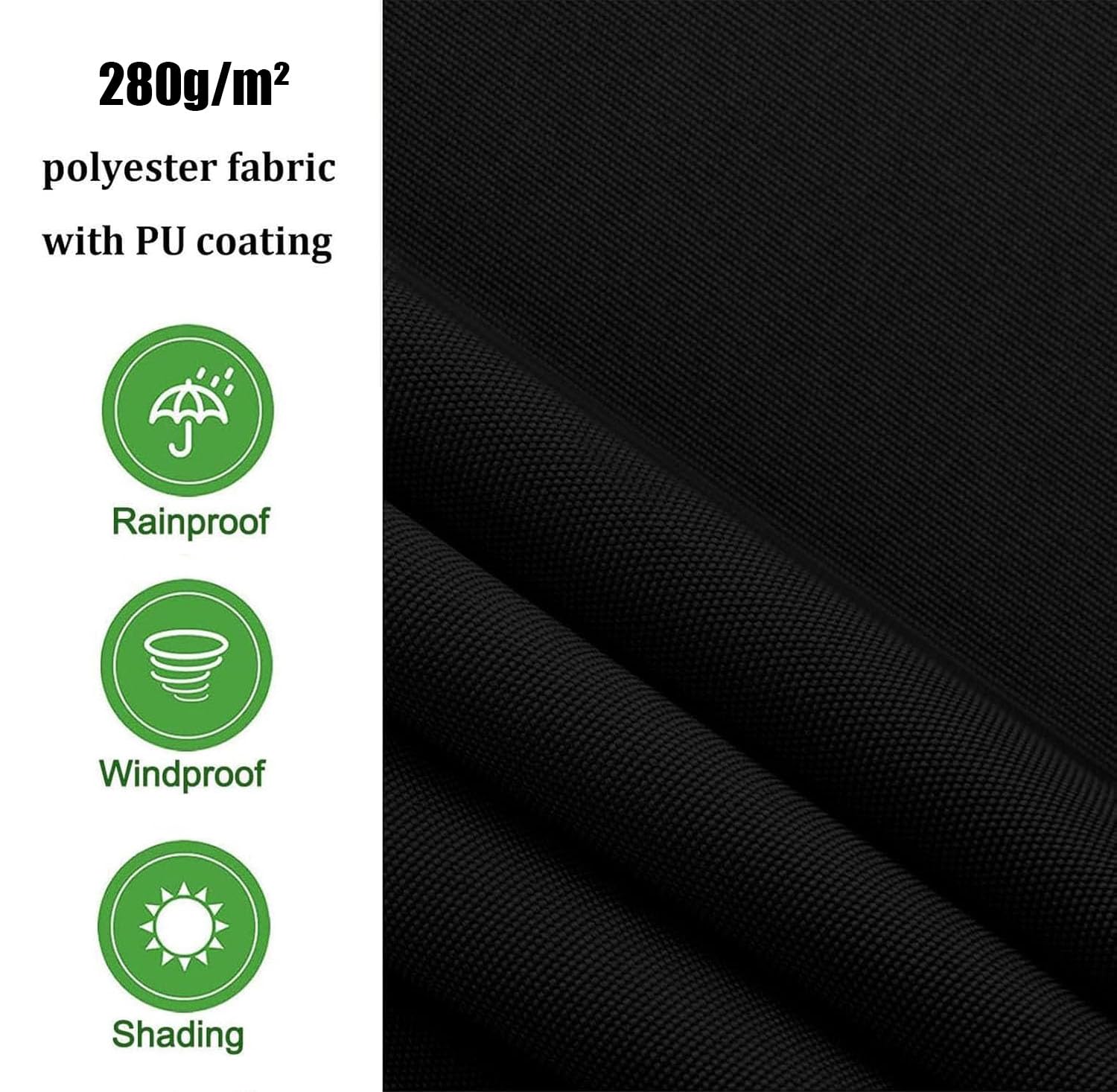 Toile de Rechange pour Store banne rétractable - Protection UV - Pare-Soleil pour terrasses, fenêtres et Portes extérieures - Dimensions sur Mesure : 4,88 m x 1,50 m - Couleur : Noir