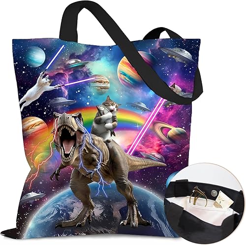 Miniatura 35 de Bolsa de lona estética para mujer, con cierre magnético a presión y bolsillo interior con cremallera, bolsa reutilizable Chica